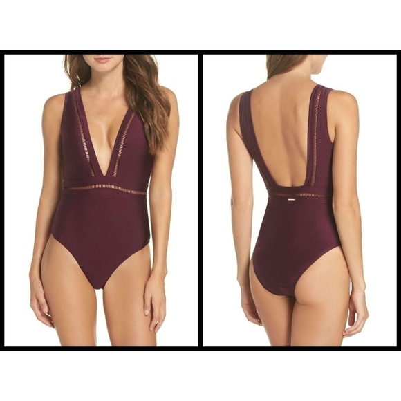 💕TED BAKER💕 Deep V Plunge One-Piece Swimsuit - Picture 1 of 8